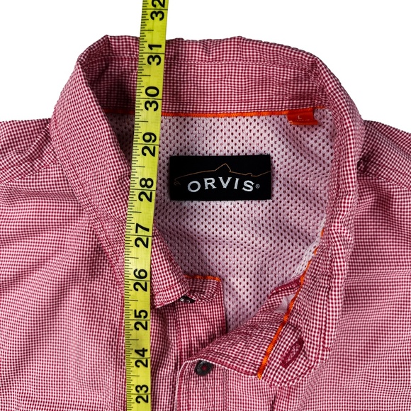 Red Plaid Orvis Mens Classic Button Down Long Sleeve Shirt * L - Picture 4 of 5